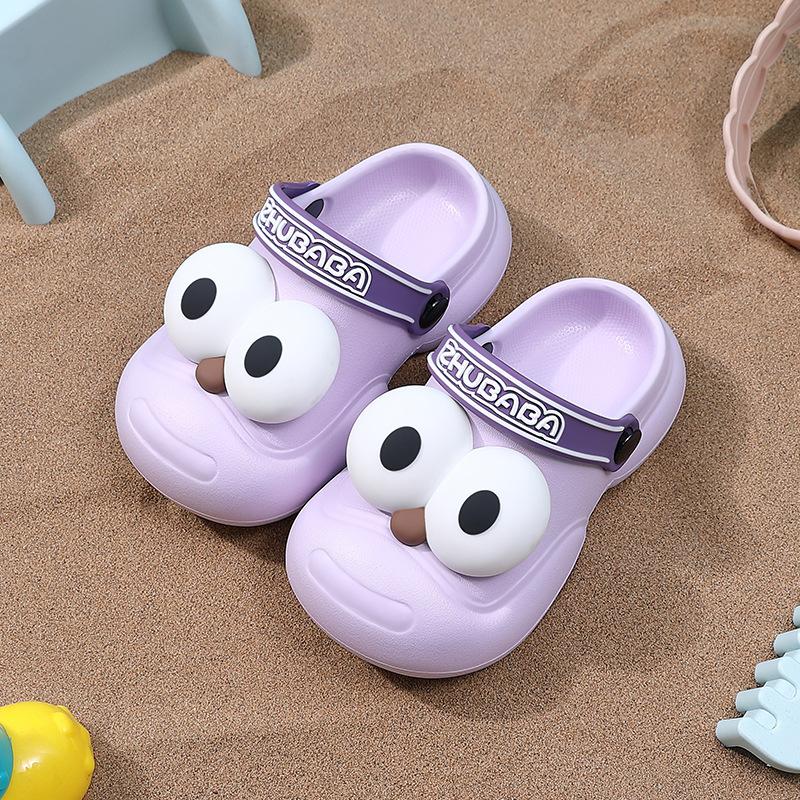 EVA дырочные туфли летние для мальчиков и девочек мультяшные с большими глазами для среднего и старшего возраста носить мягкую подошву крутые тапочки для дома и улицы