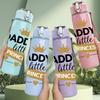 1PC Daddys Little Princess Badge Print 750ml Color Plastic Sports Water Bottle Leakproof Flip Straw Lid Suitable for Sports Office Home Use