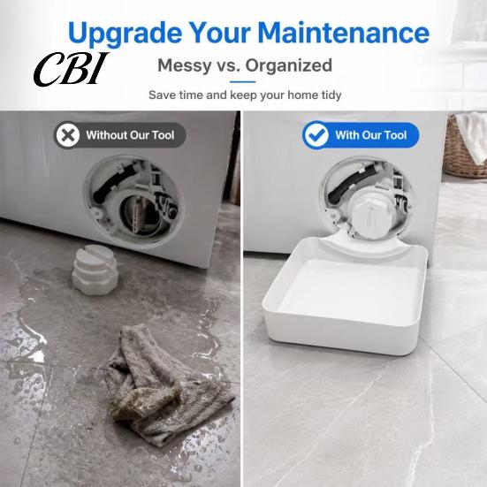 Anti Spill Drainage Tray for Washer Washing Machine Drain Pan with Deep Groove, Thickened ABS Leakproof Sewage Collection Home Appliance Tray,