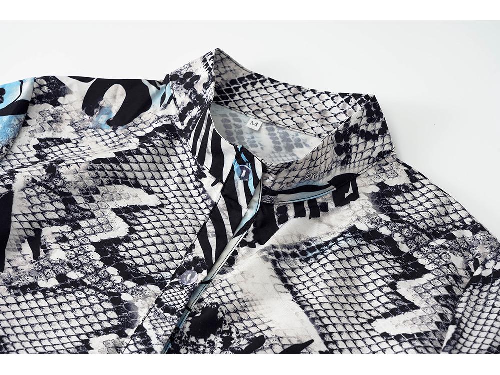 European & American Style Women's Autumn Print Tie Single-Breasted Long-Sleeve Shirt