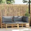 VidaXL Garden Lounge Set 2 Pcs with Dark Grey Cushions Bamboo