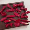 Vintage Red Bowkont Heart Hair Clip for Women Girls Sweet Acetic Bow Bang Clip Duckbill Clip Hair Accessories Headwear