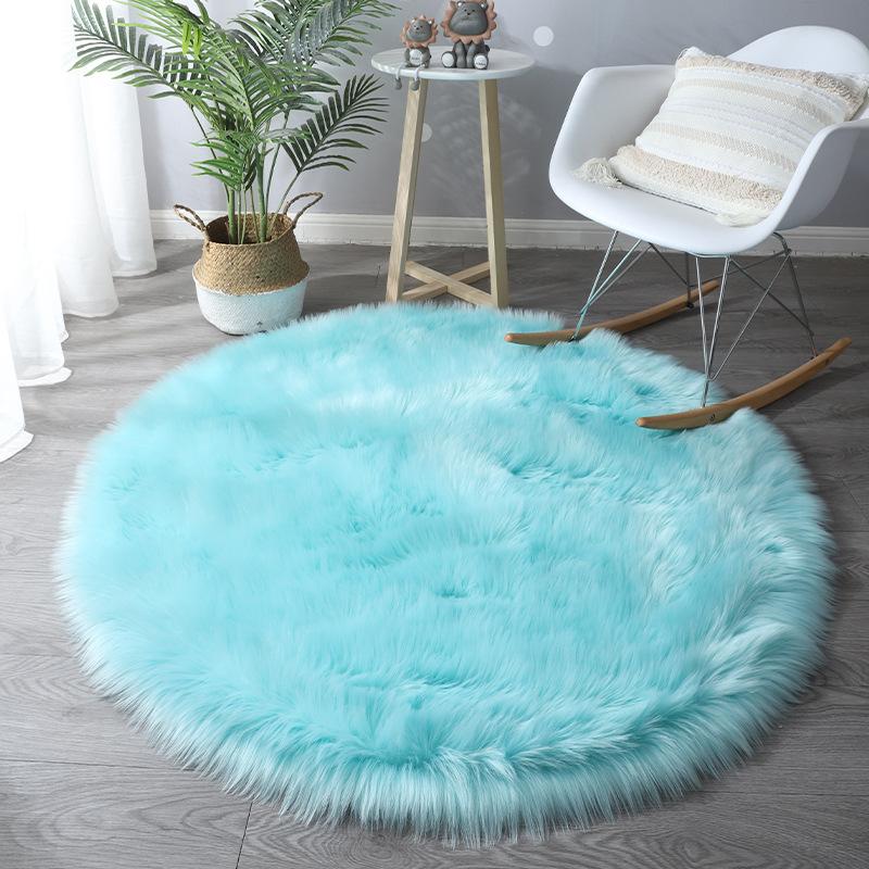 Living Room Round Artificial Fur Carpet Girl Bedroom Dressing Table Decor Rugs White Household Fluffy Bedside Thick Floor Mats