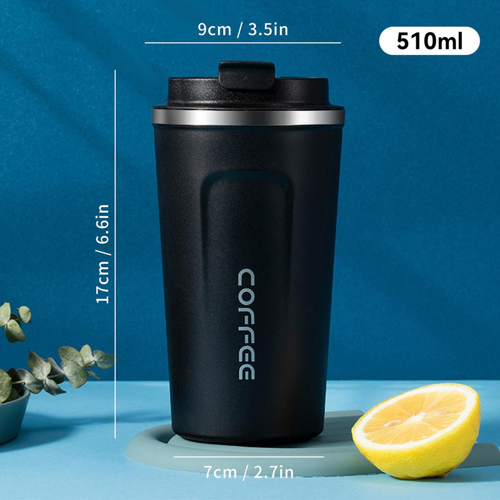 510ml 304 Stainless Steel Thermal Bottle Large Capacity Sealed Double-Layer Insulated Milk Coffee Mug Portable Water Cup Tumbler