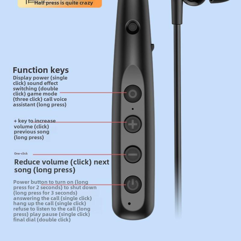 Беспроводная Bluetooth-гарнитура для шеи, висящая на шее, бег, сверхвысокая выносливость, шумоподавление, цифровой дисплей