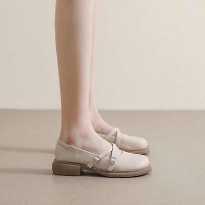 Туфли Мэри Джейн из маленькой кожи женские в британском стиле 2025 весна и лето новые туфли-лоферы на одной педали универсальные туфли лоли туфли-одинарки тренд