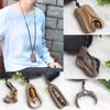 Jewelry Adjustable Long Chain Vintage Natural Stone Necklace Sandalwood Pendant Handmade Wooden