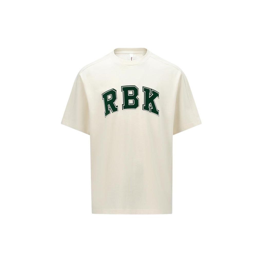 Reebok Letter Print Casual Sports Knit Short Sleeve T-Shirt Unisex Tops Beige 24SRC411UGW2