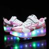 Children's Glowing Runaway Shoes Boys Girls Adult Double Wheel Burst Shoe Lace Wheel Shoes Schoolgirl Roller Skates None