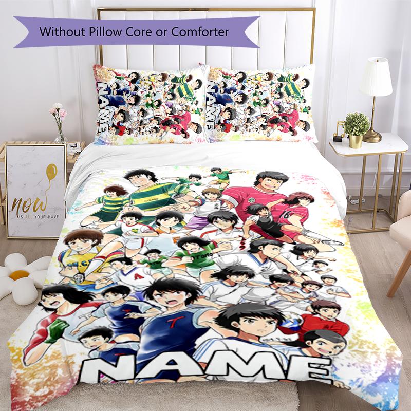 3pcs Custom Name Captain Tsubasa Dream Team Bedding Set Duvet Cover Closure Includes 1 Duvet Cover & 2 Pillowcases for All Seasons Bedroom Decor