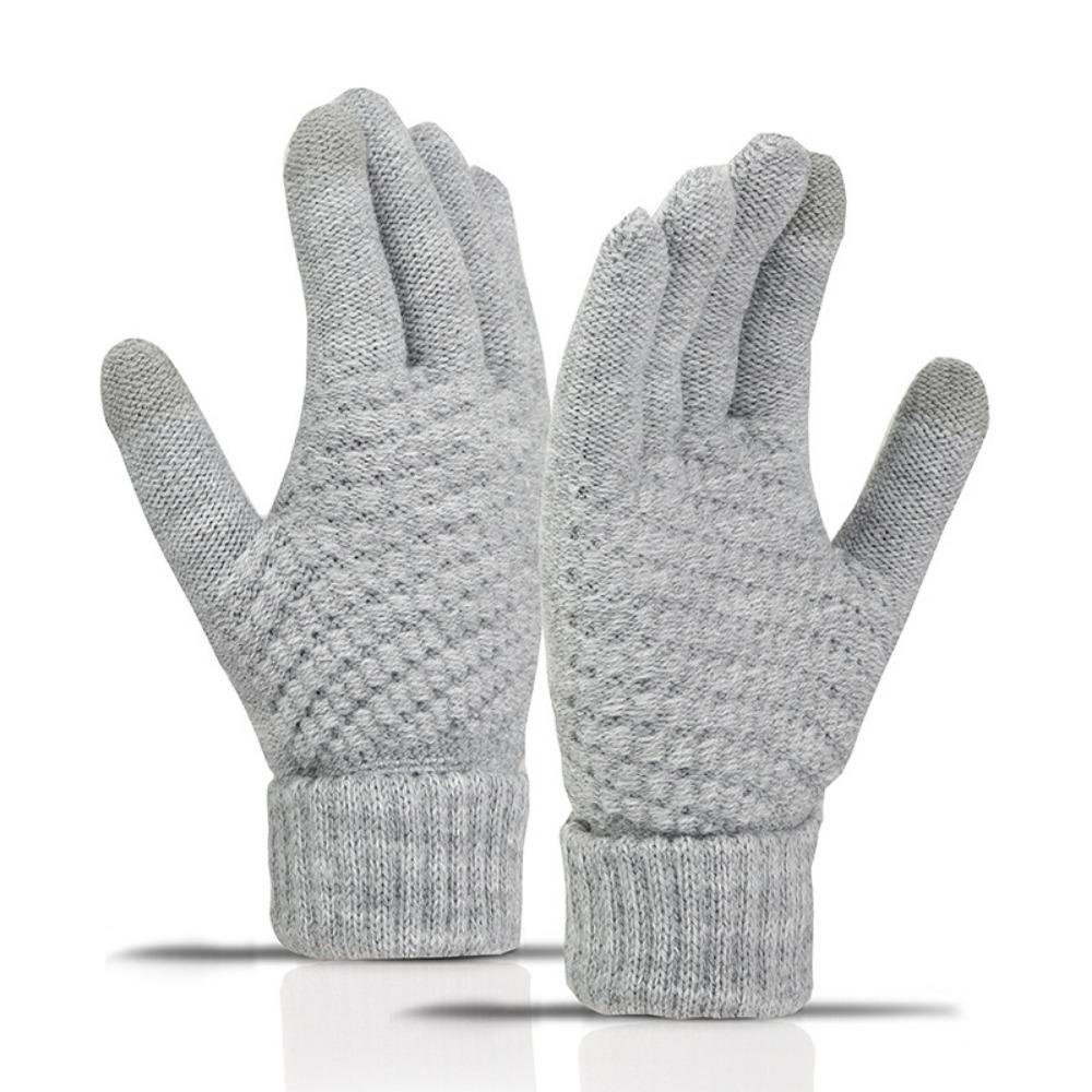 Cute Student Gloves with Winter Velvet Windproof and Cold Proof Cycling Knitted Touch Screen Warm Gloves for Women In Autumn and Winter
