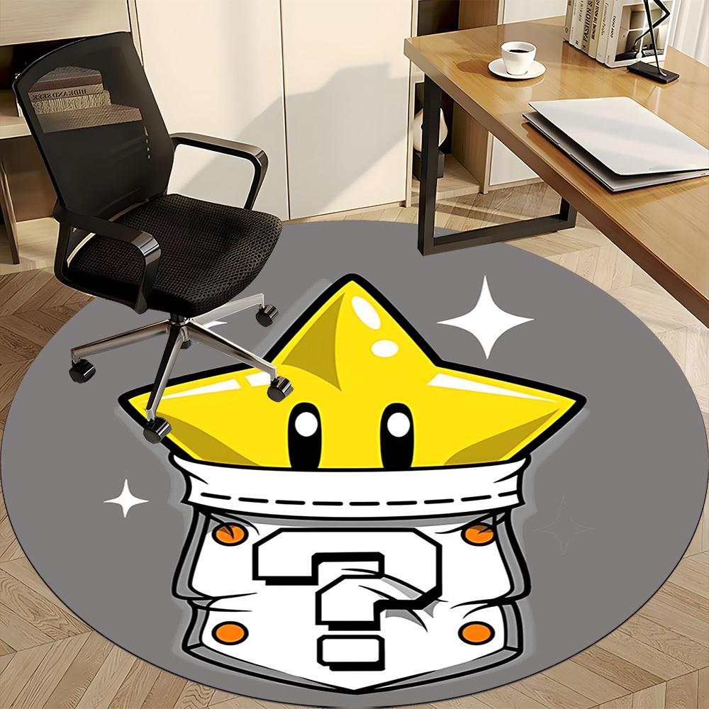 1pc Mario Star Office Round Area Rug, Under Office Chairs Bedroom Living Room Home Decor a1022248