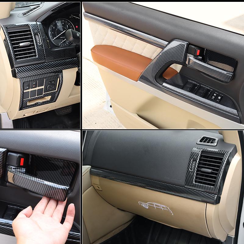 Для 2008-2021 Land Cruiser 200 LC200 Аксессуары для интерьера Улучшение Декоративная Панель Ручки Двери Автомобиля Текстура Углеродного Волокна