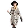 Autumn Plus Size Women's Newspaper Print Loose Knit Sweater