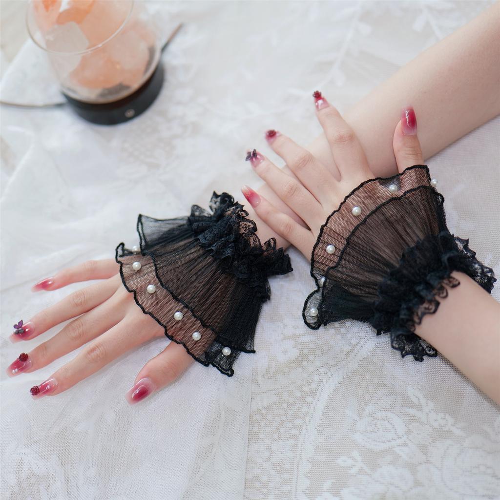 Elegant Pearl Lace Cuffs Sleeves Wrist Cuffs For Nail Art Photography And Fashion Decorative Sleeves Hand Accessories