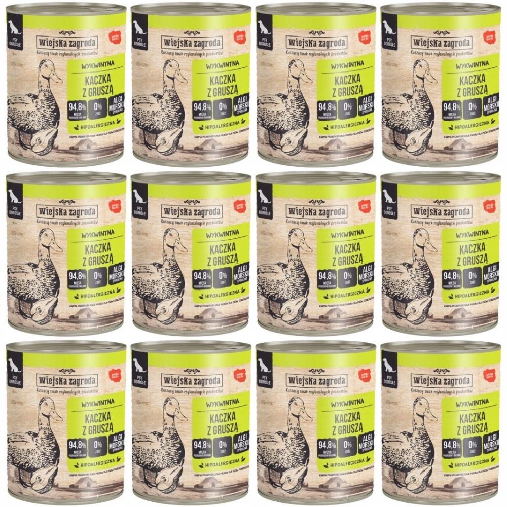 Wiejska Zagroda Wet Dog Food Duck Pear 12X800G