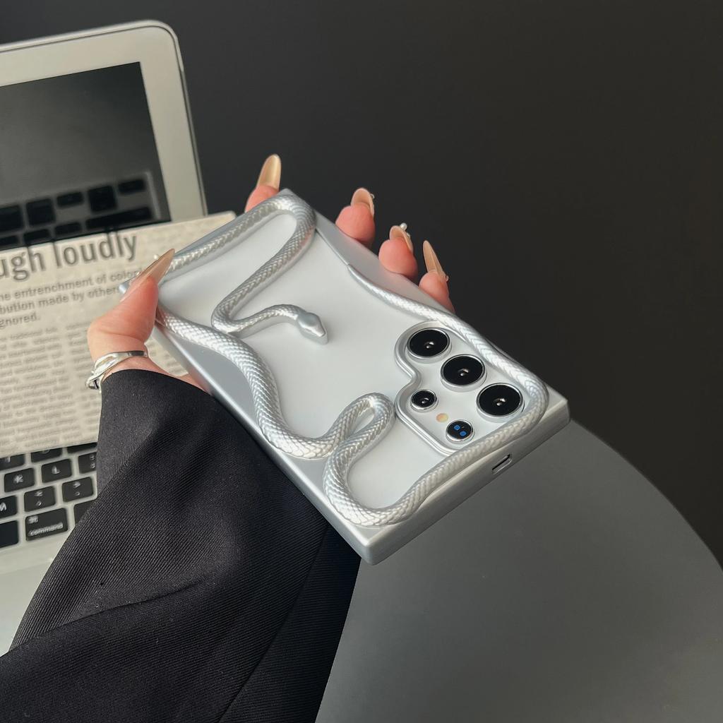 Роскошный чехол с 3D-змеей с гальваническим покрытием для Samsung Galaxy S25 S24 S23 FE S22 Ultra, мягкий силиконовый, с теплоотводом, противоударный