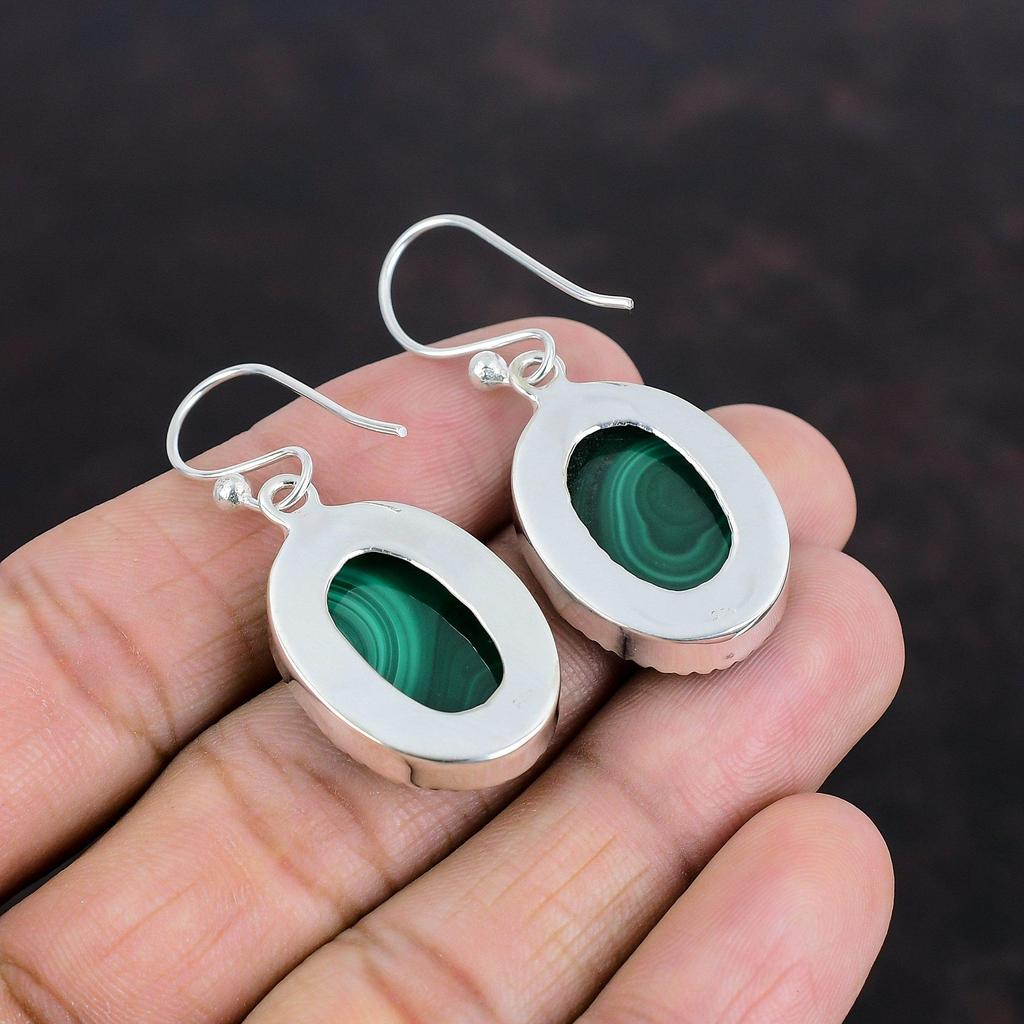 Серьги из малахита, настоящие драгоценные камни, серьги ручной работы, серьги из стерлингового серебра 925 пробы, висячие серьги-подвески, ювелирные изделия с камнями, подарки для мамы