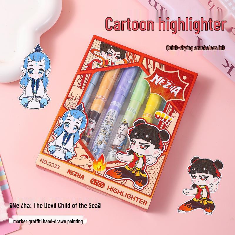 Милые мультяшные хайлайтеры Sanrio: Журнальные маркеры, безопасные для глаз, для студентов