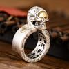 S925 Silver Sterling Silver Retro Domineering Male Men's Skull Inside Hollow Ring