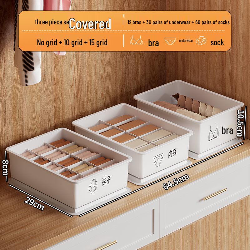 Underwear & Sock Storage Organizer - 3-in-1 Compartment Box for Wardrobe & Dorm