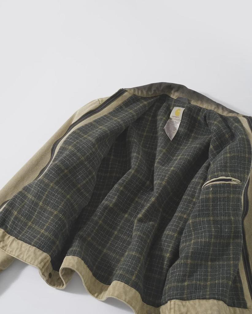 Винтажная потертая парусиновая куртка J97 - унисекс с застежкой-молнией, бывшая в употреблении