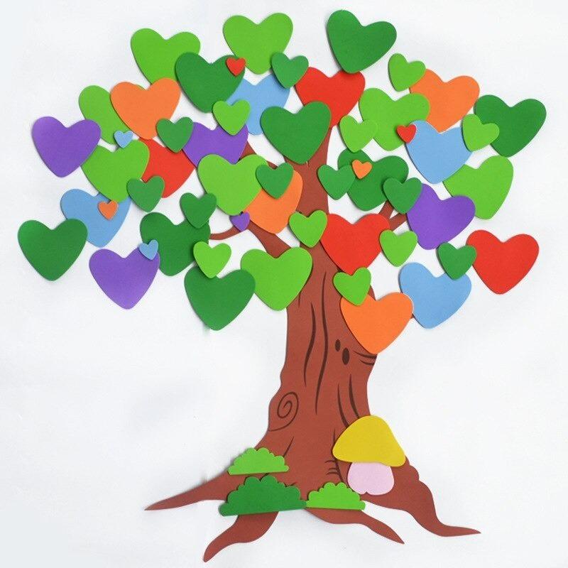 Большое дерево цветок детский сад настенные украшения наклейки Eva пена дома настенные наклейки классная доска газета ручная работа своими руками