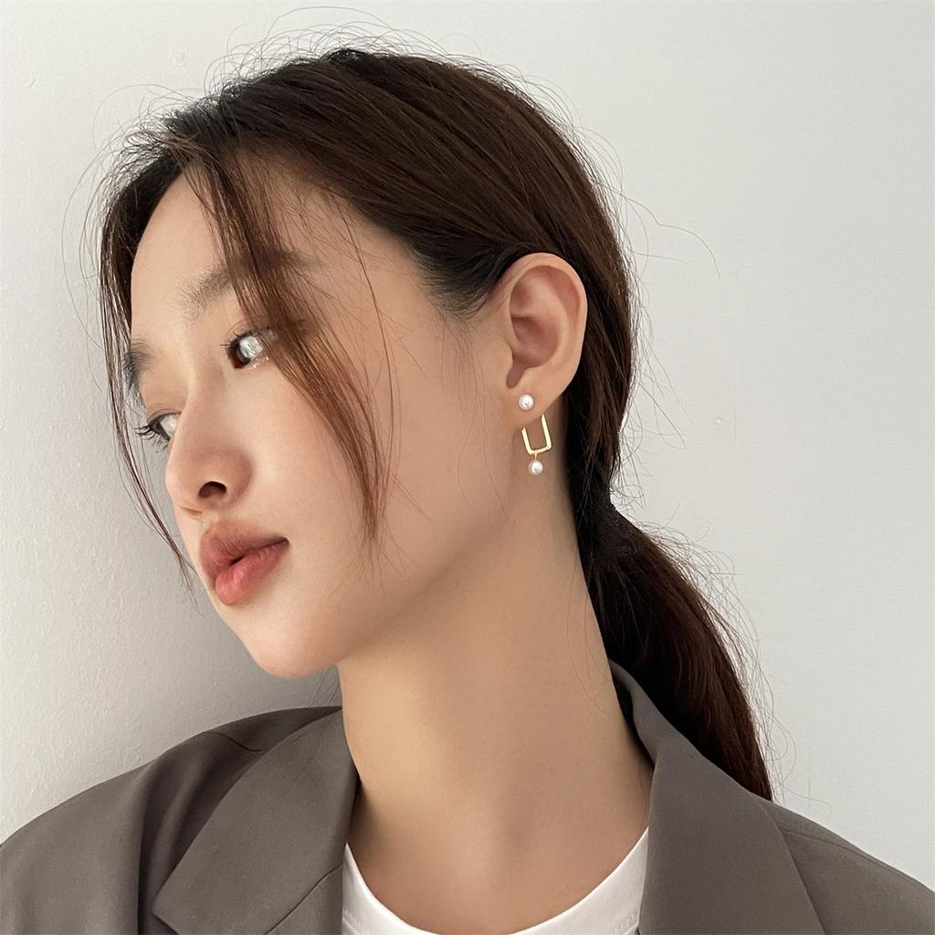 Съемная квадратная подвеска с жемчужиной, серьги-гвоздики, серебряные игольчатые украшения, модные, изысканные, простые и высококачественные украшения для ушей, для женщин