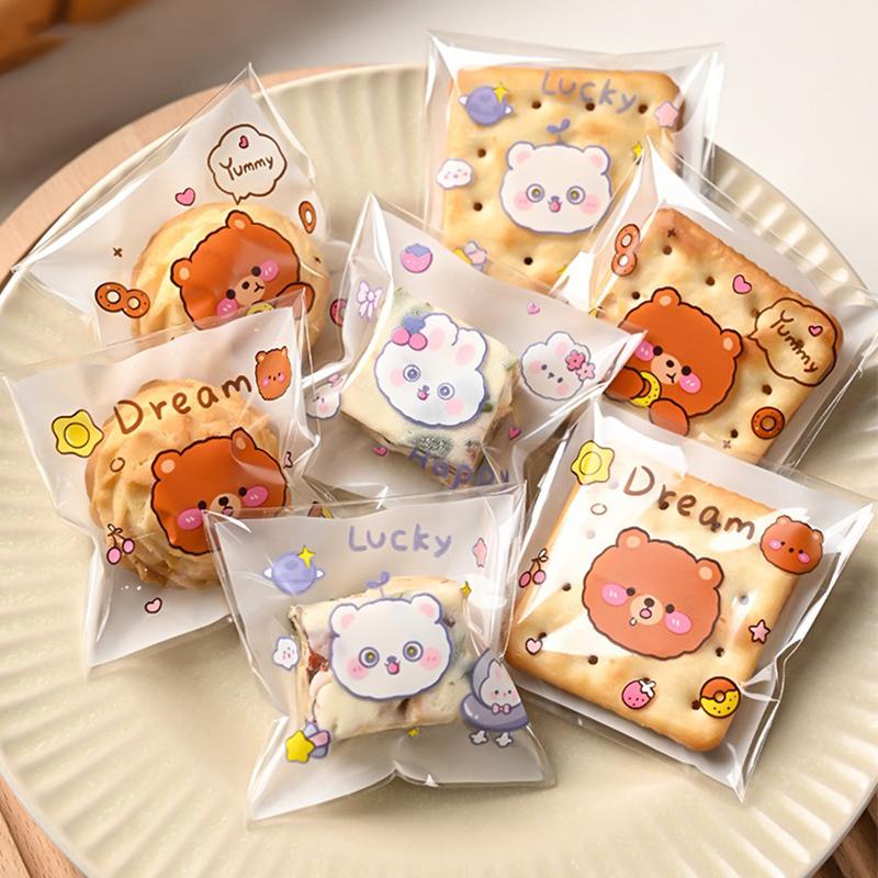 100Pcs 7*7Cm Clear Cake Gift Bag Plastic Candy Cookies Biscuits Packaging Bags