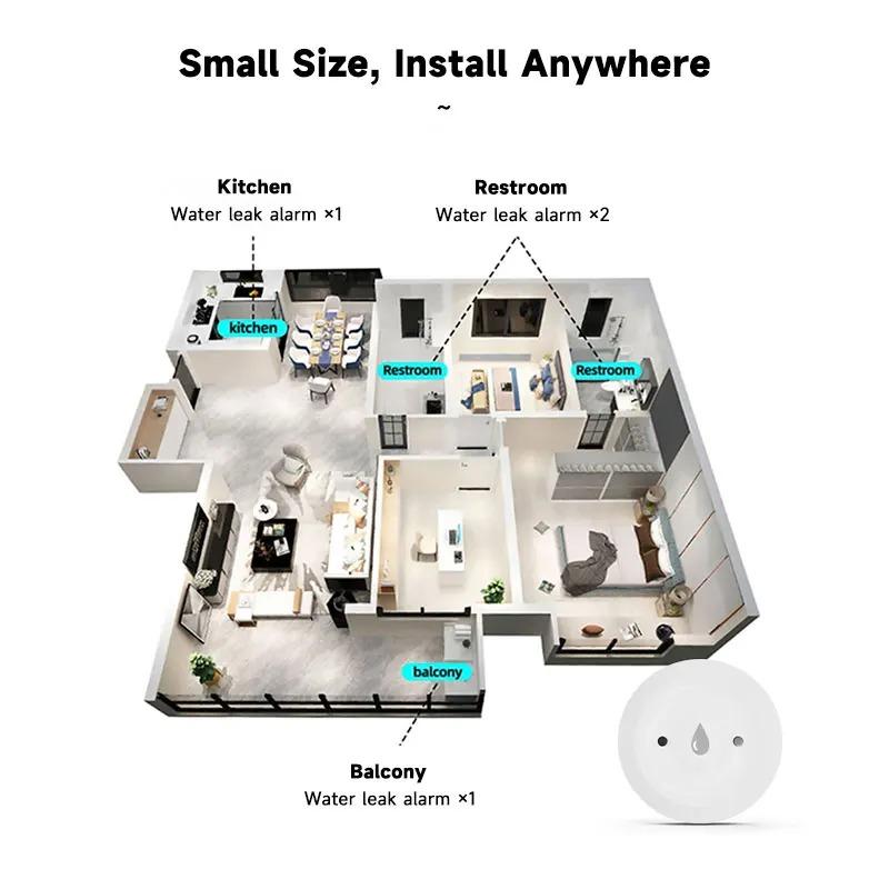 Tuya ZigBee WiFi Smart Water Sensor Water Flood Sensor Smart Life APP Удаленный мониторинг Сигнализация затопления Работает со шлюзом ZigBee