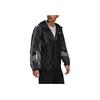 Adidas Logo Print Drawstring Hooded Zip-Up Sports Jacket Men Outerwear Black H31442