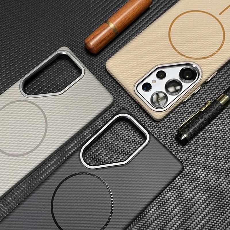 Ультратонкий чехол с текстурой углеродного волокна для Samsung Galaxy S25 Plus Ultra, для Magsafe, с металлическим ободком камеры, поддержка беспроводной зарядки, жесткая поликарбонатная крышка