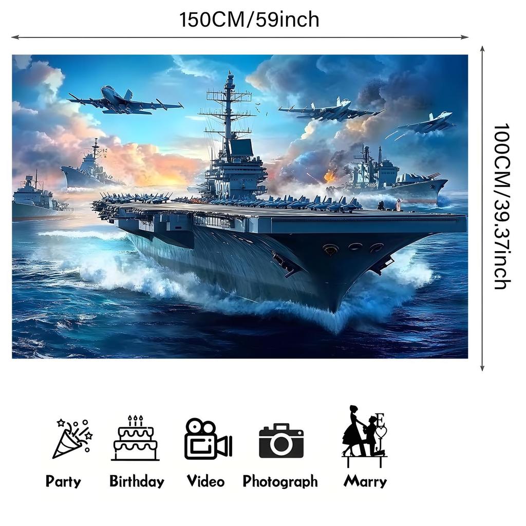 Ocean and fighter background banner suitable for naval themed wall art in all seasons for living rooms bedrooms and offices.
