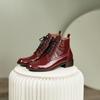 Модные качественные женские ботильоны из натуральной кожи с круглым носком на шнуровке, ботинки для верховой езды, теплые, 2025, осень-зима, новая клубная панк-обувь для женщин
