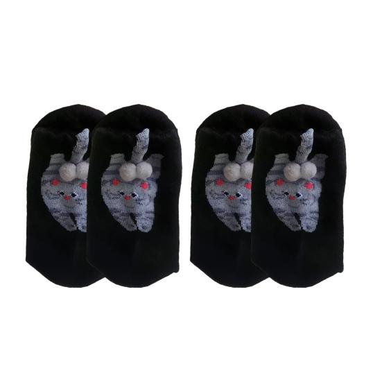 Cute Cat Socks with Balls for Women Novelty Animal Crew Socks Funny 3D Fuzzy Balls Cotton Sock for Cat Lovers