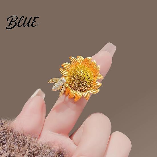 Suits Lapel Pin Rhinestone Bee Sunflower Brooch Zinc Alloy Flower