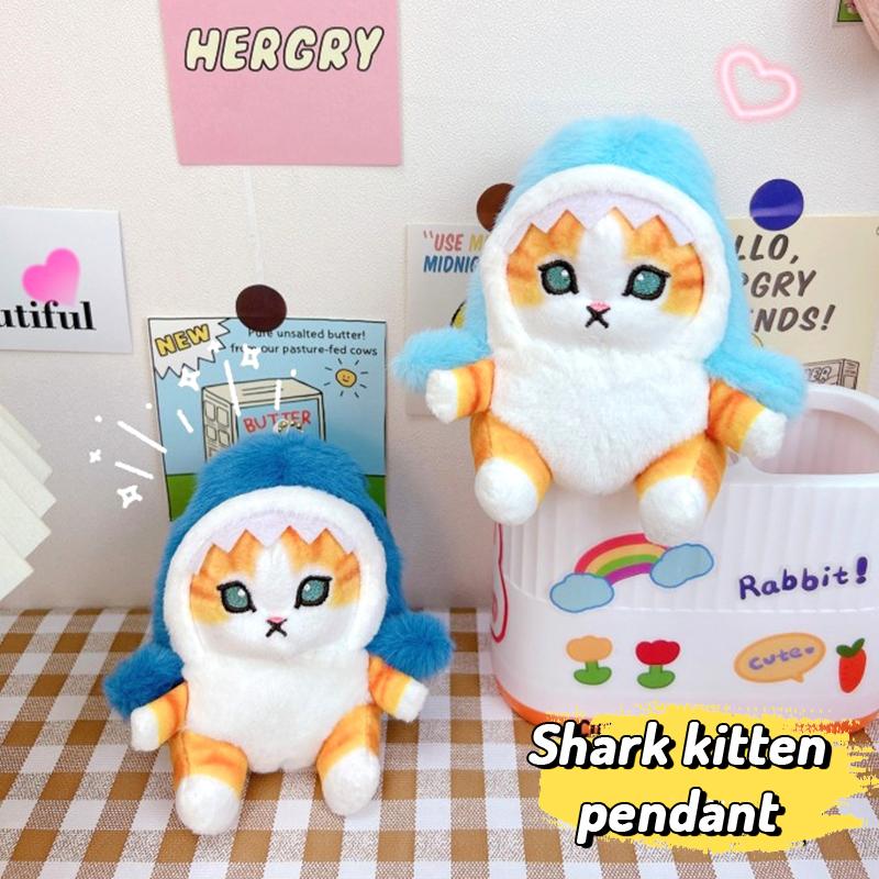Милая плюшевая игрушка в виде акулы, кота, мультяшная кошечка, мягкая кукла, брелок для ключей, автомобильный брелок, сумка, декор, подарок другу
