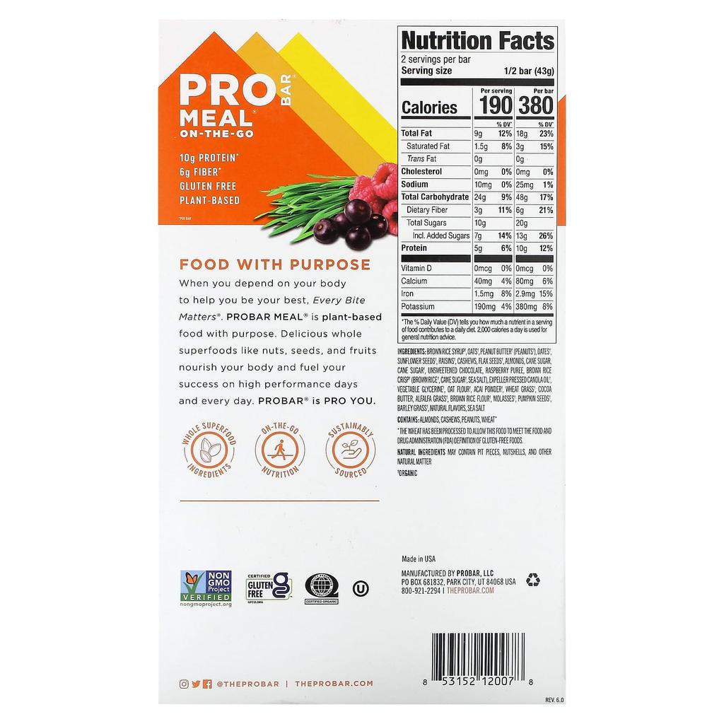 ProBar Portable Meals, Superfood Slam, 12 Count, 3 Oz (85 G) Each