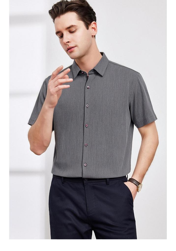 Lodz 2026 new short sleeved shirt business formal casual shirt simple commuting professional skin friendly men's top