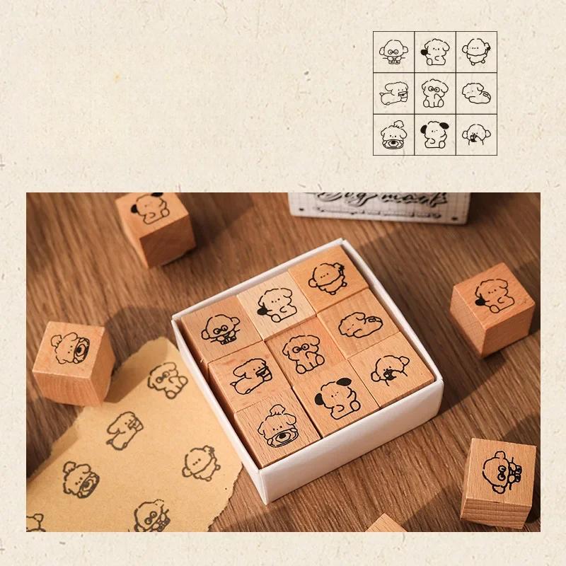 9 шт./набор мини кавайных деревянных штампов для детей Studenr забавный милый штамп с животными для самостоятельного декора скрапбукинга журнал школьные принадлежности