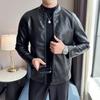 Autumn and Winter New Men's Leather Jackets, Men's Slim Korean Style Baseball Collar Leather Jackets, Casual Jackets, Trendy Simple Youth Tops
