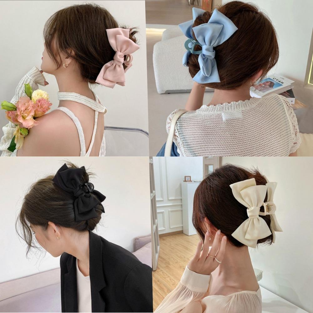 Fashion Women Bow Hairpin Korean Version Of Solid Color Butterfly Satin Hair Claws Girls Hair Accessories Headwear