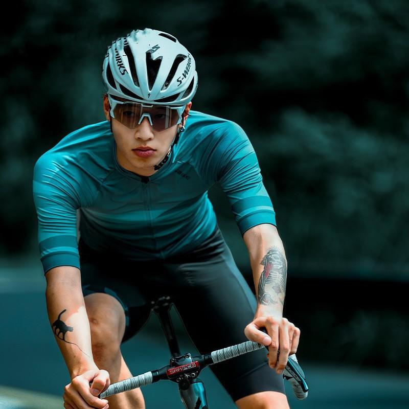 Mens Quick-Dry Cycling Jersey Breathable Short Sleeve Top Road Bike Riding