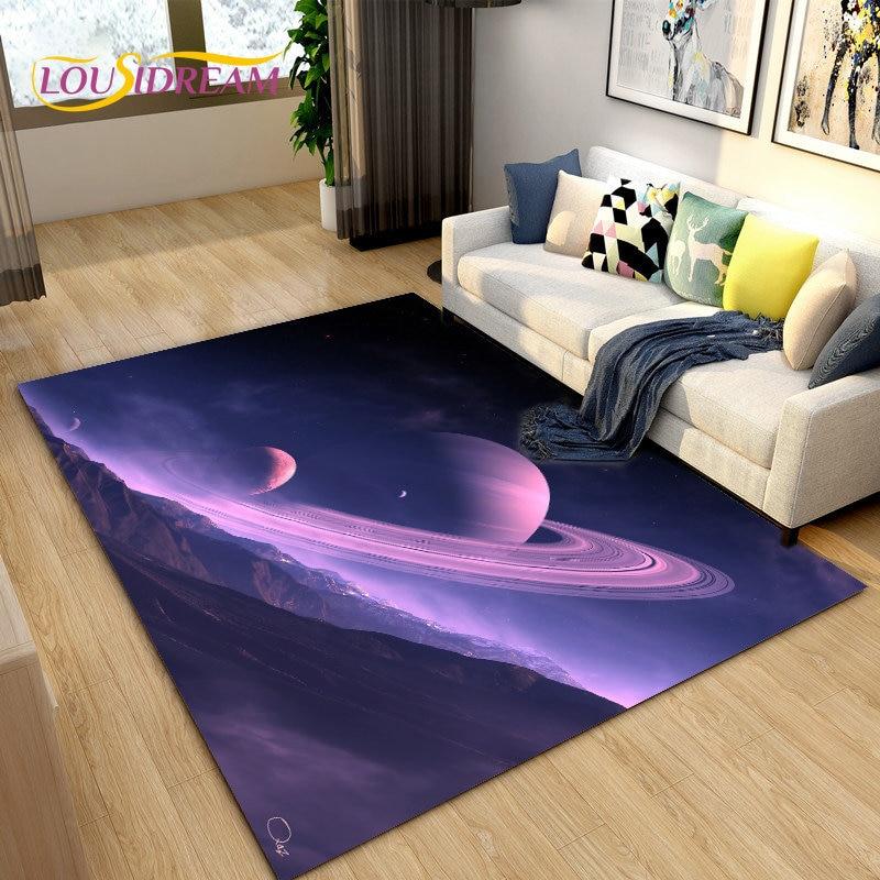 3D Galaxy Space Коврик с фиксированными звездами, Коврик для гостиной, Украшение детской комнаты, Детские игры, Нескользящий напольный коврик