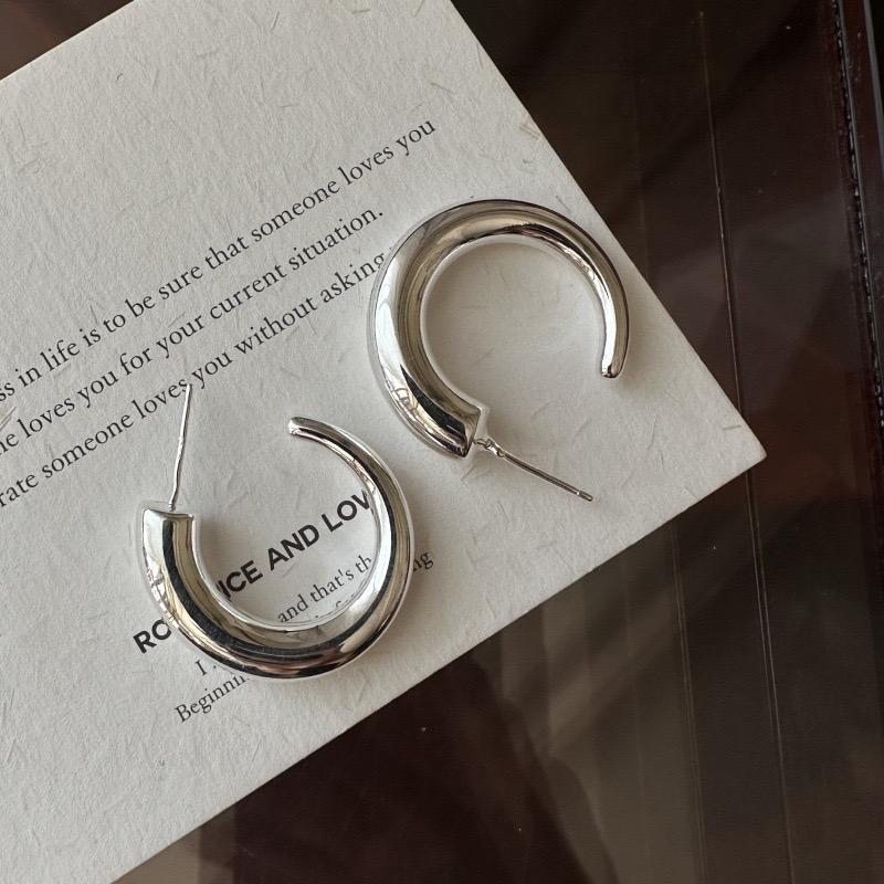 925 Sterling Silver Vintage Earrings For Women Trendy Simple Round Earring Jewelry Prevent Allergy Party Accessories