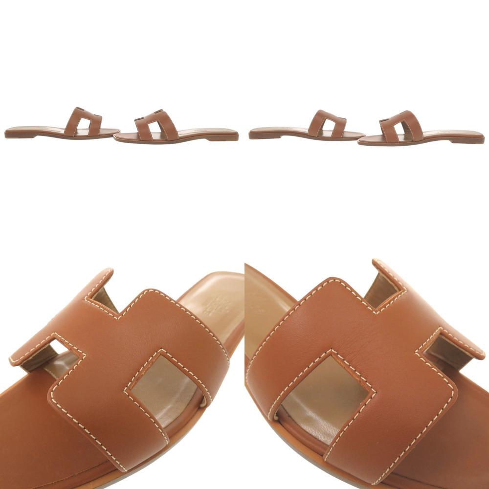 Б/У ОРИГИНАЛЬНЫЕ Сандалии HERMES Oran Коричневая Кожа
