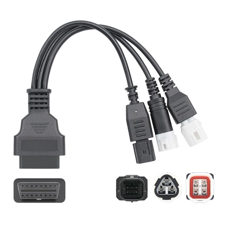 Разветвитель-удлинитель OBD 2, 1 в 3, Y-образный кабель, штекер, три порта, гнездо, адаптер для диагностики мотоцикла 3pin 4pin 6pin
