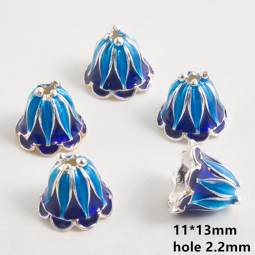 10pcs/Lot Vintage Enamel Flower Bead Cap Accessories For Jewelry Making Supplies Bohemia End Caps Handmade Connectors Materials