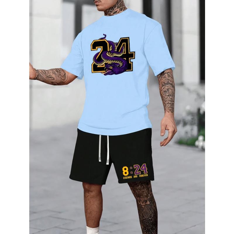 Summer Men's Sports and Leisure Set, Short Sleeved T-shirt Shorts, Youth Fashion Brand Two-piece Set, Complete Set