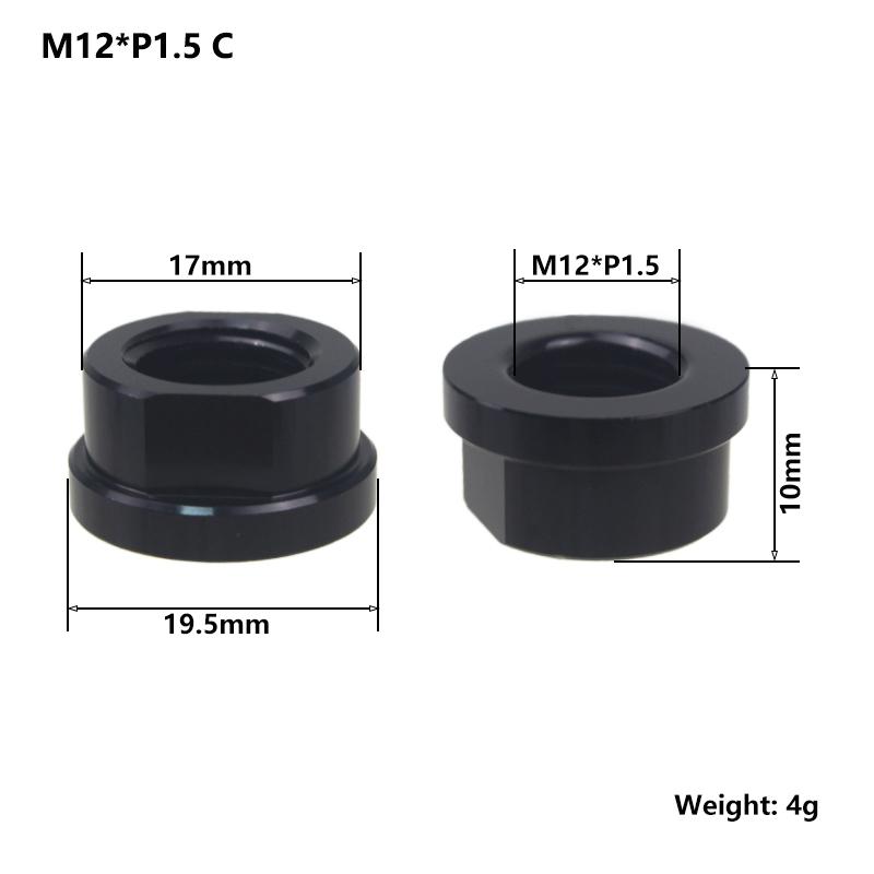 Bicycle Thru Axle Nut M12 M14 M15 Thread Axle Nuts Bike Hub Tube Shaft Skewer Cap for 1.0/1.25/1.5/1.75mm Thread pitch Thru Axle